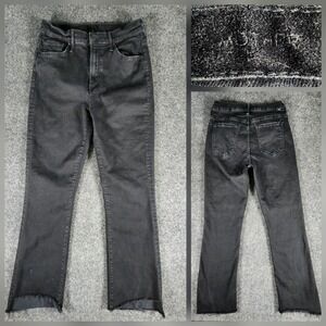MOTHER The Insider Crop Step Fray Jeans in Not Guilty Black Mid Rise Size 29x25